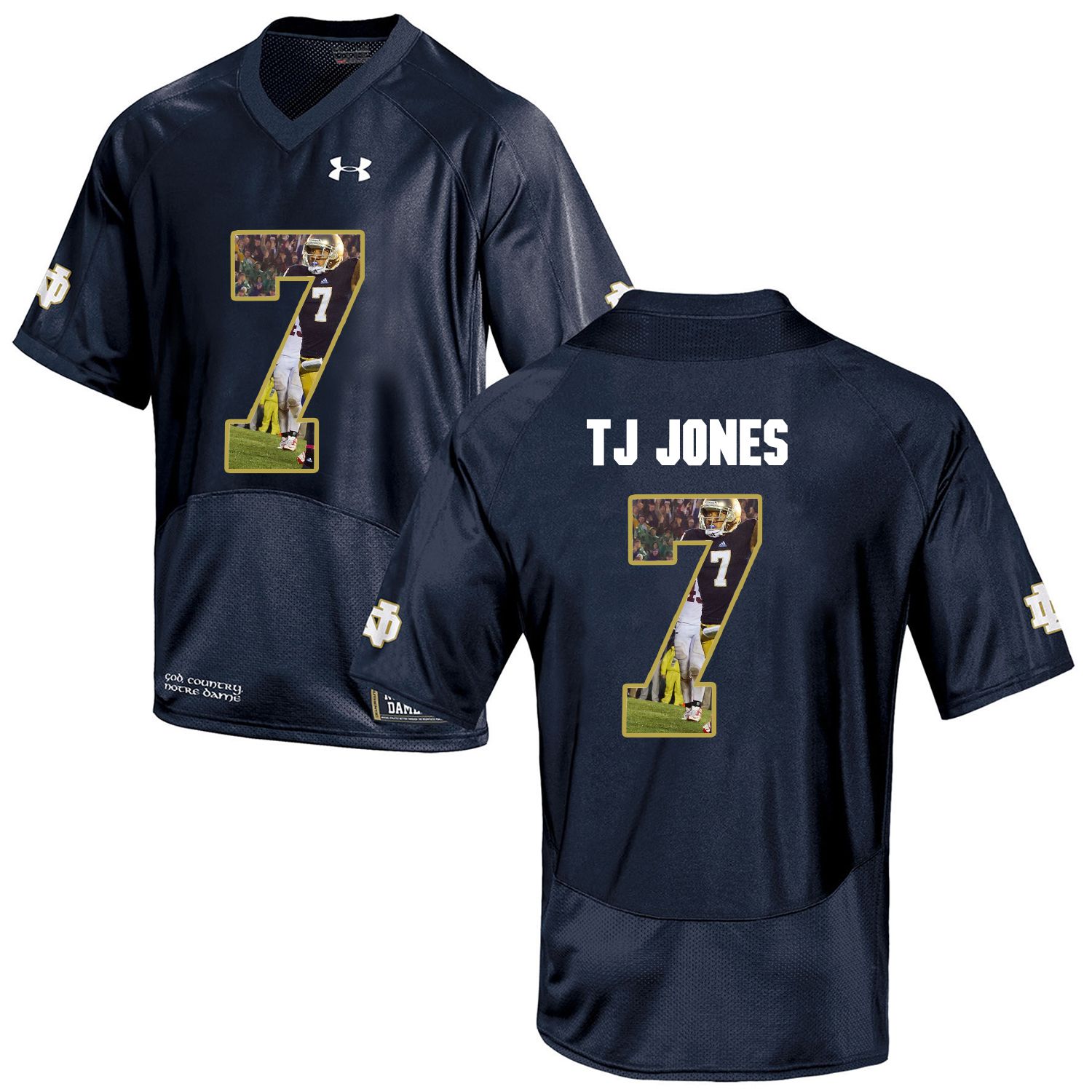 Men Norte Dame Fighting Irish 7 Tj Jones Navy Blue Fashion Edition Customized NCAA Jerseys